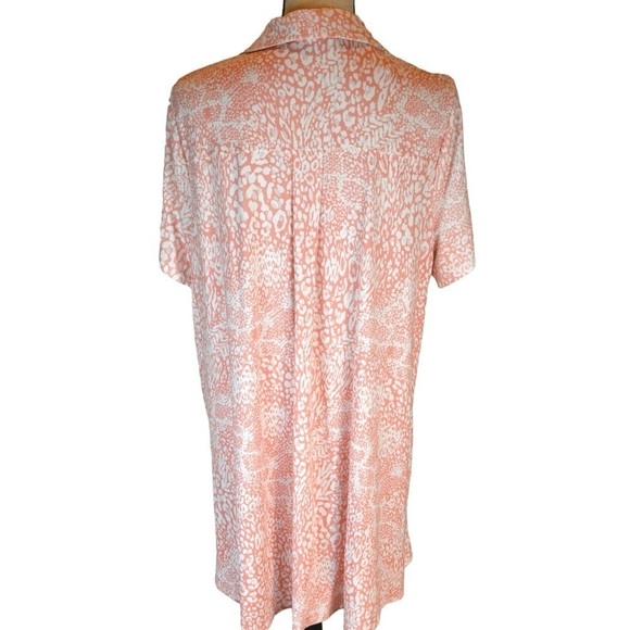 Kim Rogers Julianna Tunic Hi Low Button Down Short Sleeve Slinky Size XL New - Picture 4 of 9